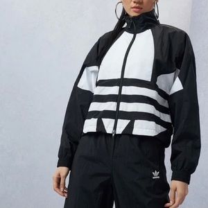 ADIDAS Originals Big Treefoil Logo Track Crop Cropped Jacket Adicolor Colorblock